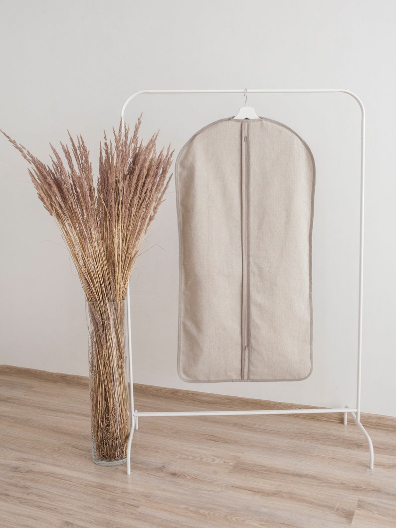 Linen Garment Bag Natural Travel Covers Long Clothes Storage Etsy