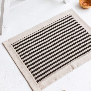 Linen cotton blend bath mat in neutral black colors, Farmhouse washable bath mat in size 20x28/ 50x70 cm, LAST ITEMS image 3