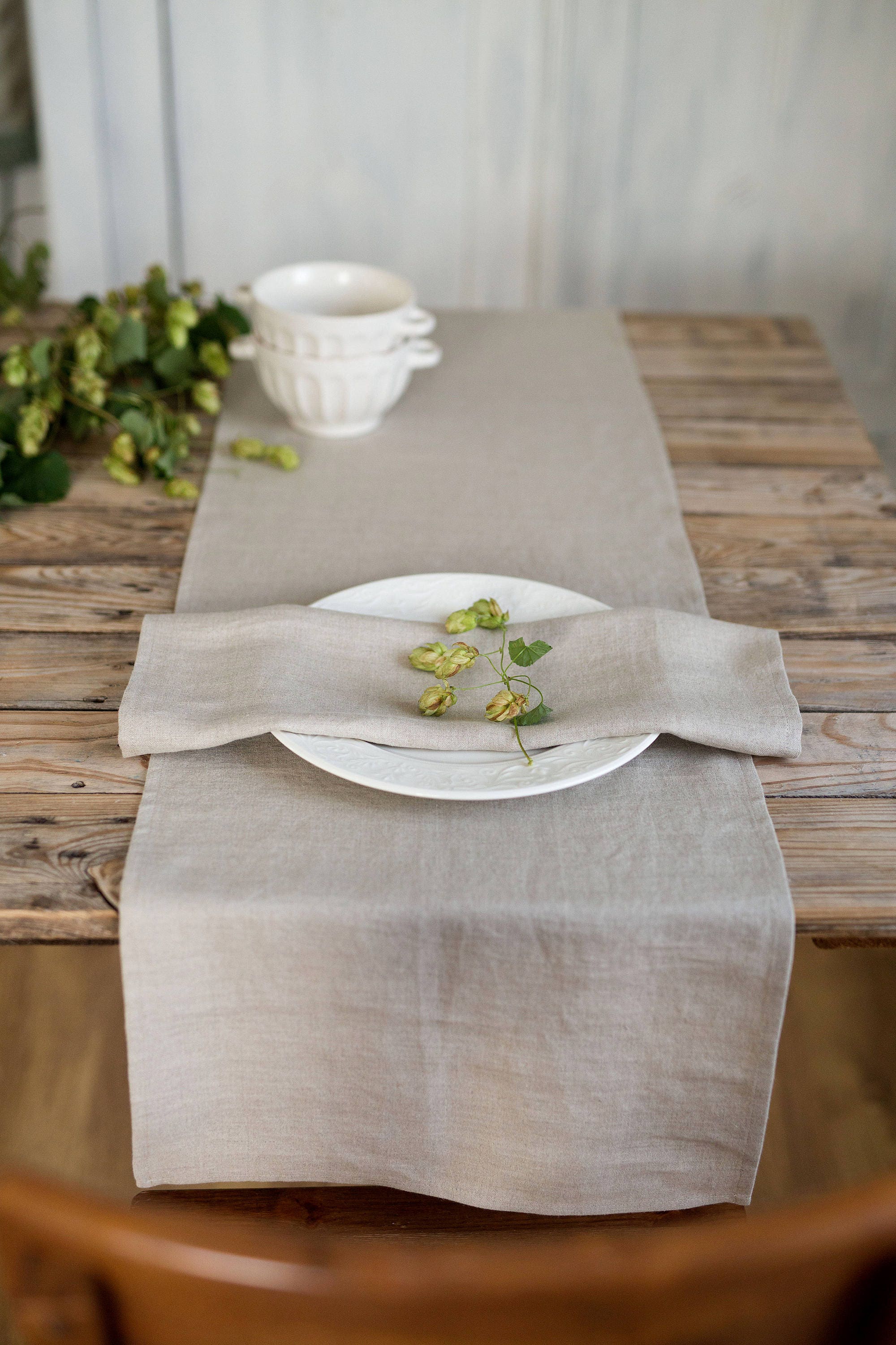 Natural linen table runner Wedding table runner Long table Etsy