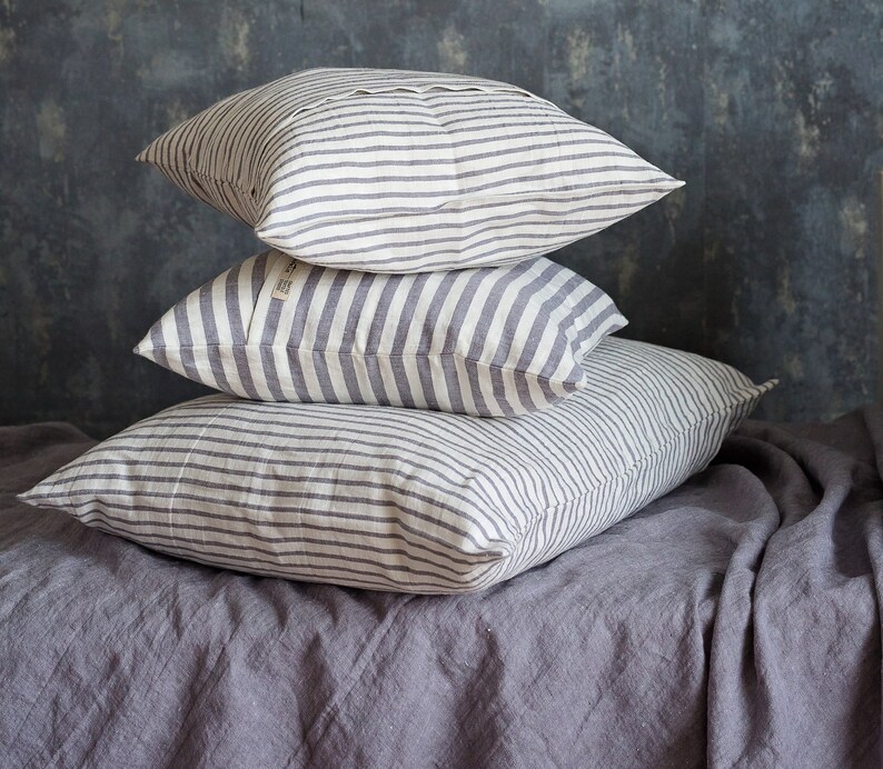 Linen pillowcase housewife style striped modern farmhouse sham Etsy