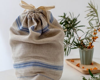 Linen bread bag, Farm market produce bag, Organic bread bag, Zero waste, Christmas gift bags, Sustainable gift bags