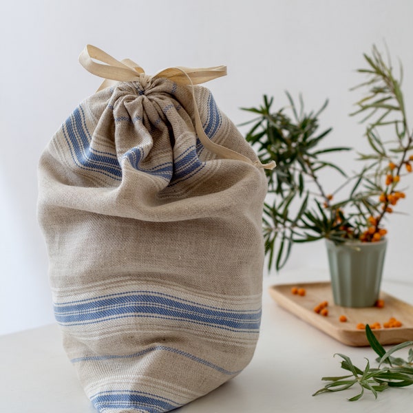 Linen bread bag, Farm market produce bag, Organic bread bag, Zero waste, Christmas gift bags, Sustainable gift bags