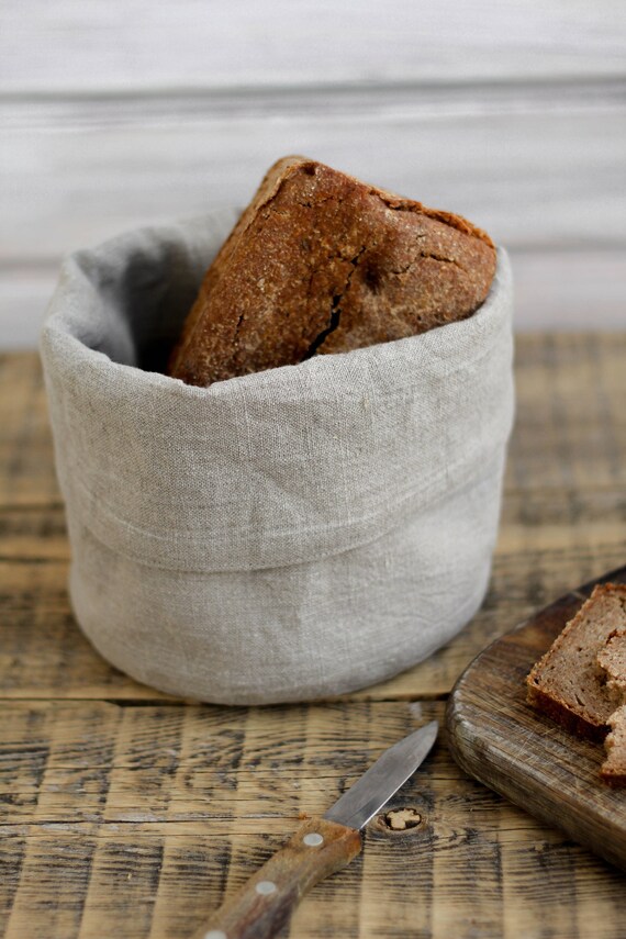 Cesta de pan de lino natural, Cuenco de lino, Bolsa de lino para