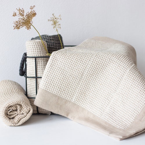 Natural Washable Bath Mat Made of Natural Linen and Waffle - Etsy