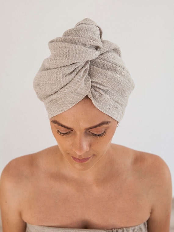 Waffle Weave Turban Wrap Asciugamano per capelli Asciugamano in puro lino  Asciugamano piccolo cappello Asciugamano rapido per capelli Asciugamano  turbante casual Copricapo -  Italia