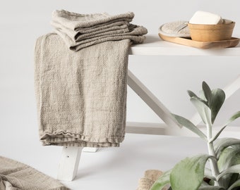 Natural Softened Linen Towel Available In Different Sizes, Gorgeous Waffle Weave Fabric, Practical Gift Idea For Housewarming