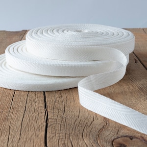 Off-White Linen Herringbone Ribbon, Milk White Linen Blend Trim, Natural Linen Wrapping Nonadhesive Tape, Linen Twill Tape