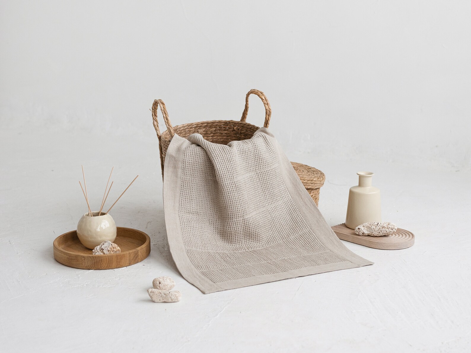 Pure Linen Waffle Bath Mat Rustic Farmhouse Bathroom Decor - Etsy