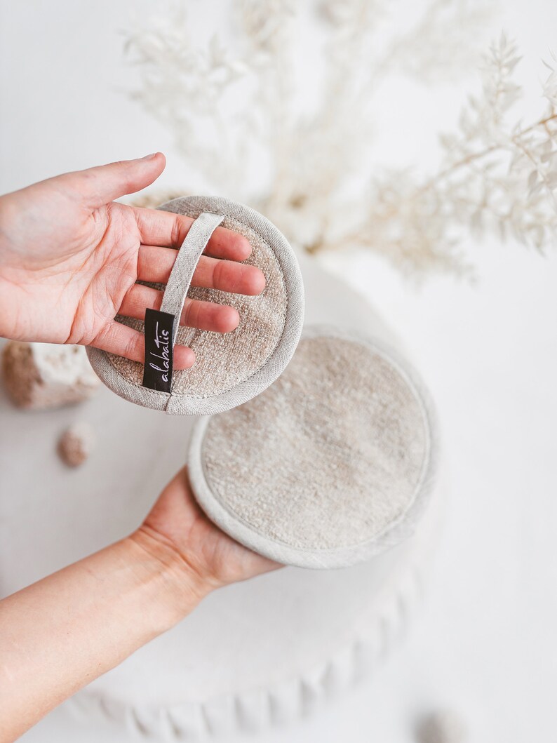 Linen Bath Sponge Washable Bath Shower Pad Eco Friendly SPA Etsy