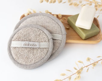 Washable Natural Sponges Set,  Linen Blend Terry Cloth Sponge, Baby washcloth