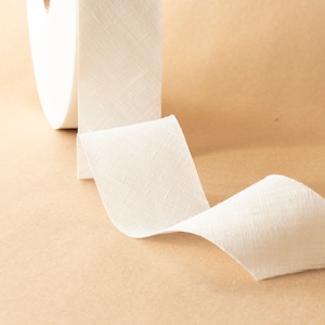 White Linen Unfolded Bias Binding Tape, Width 42 mm  Milk White Flax Bias Tape