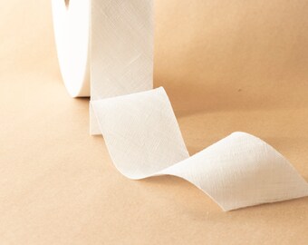 Milk White Linen Unfolded Bias Tape, 42mm Wide