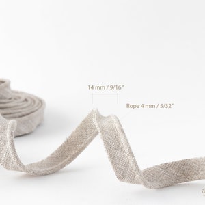 10 m Linen Piping Tape Rope 14 mm Wide, 5/32 Bias Tape Cording, Cord Piping Trim for Clothing, Pillows image 2