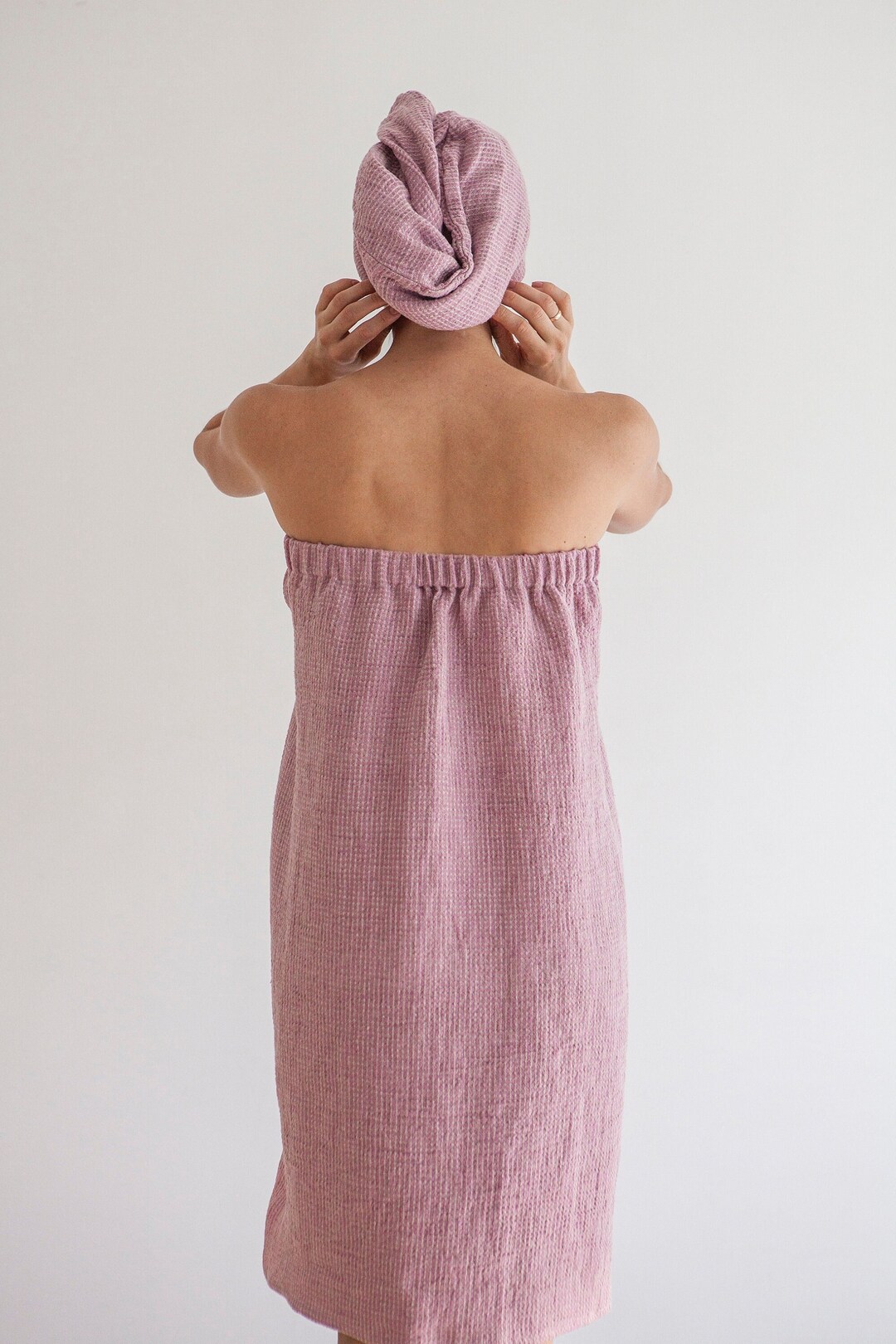 Linen Hair Towel Waffle Weave Easy Wrap Super Absorbent Anti Frizz Quick Hair Dry Towel Casual