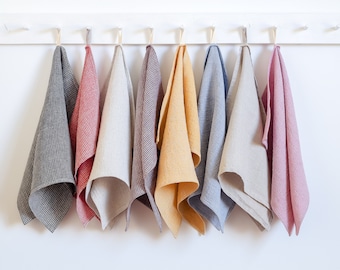 Linen Waffle Weave Kitchen Towels in Various Colors, Hand Towel