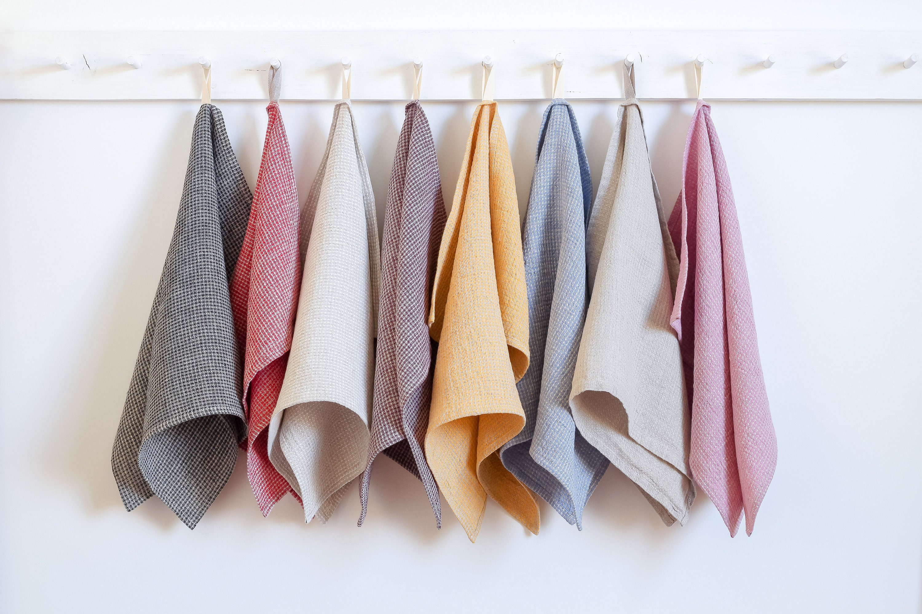 Linen Waffle Weave Kitchen Towels in Various Colors, Hand Towel