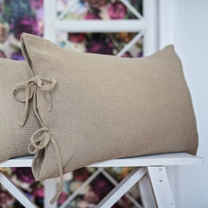 Linen pillowcase with ties 20x30 in/ 50x75 cm