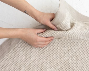 Natural washable bath mat made of natural linen and waffle fabrics