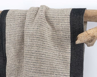 Linen Cotton Terry Bathroom Mat, Neutral Minimalist Rug