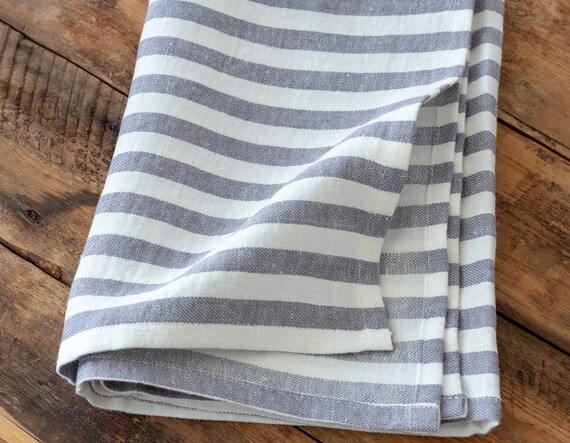Striped Kitchen Towel Gray and White Farmhouse Tea Towel - Etsy