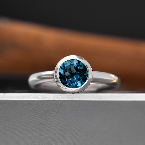 London Blue Topaz Ring Sterling Silver Ring - Etsy UK