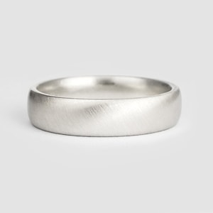 Silver wedding ring, wedding band, brushed silver ring, mens silver ring, comfort fit, 5mm wedding band