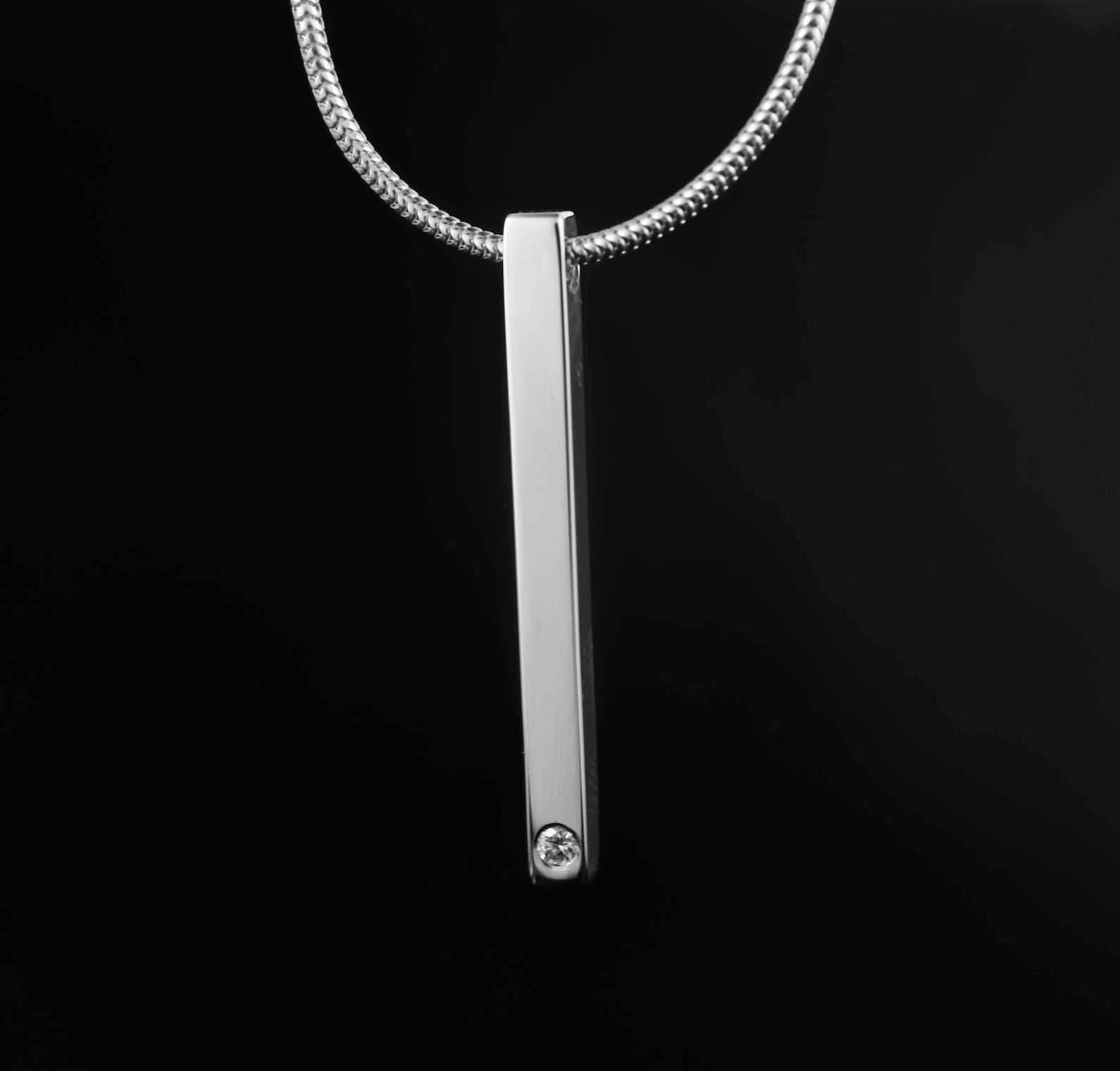 Diamond necklace silver bar necklace minimalist pendant Etsy