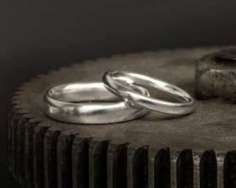 Sterling Silver Wedding Band Set: Comfort Fit Rings, Made to Order