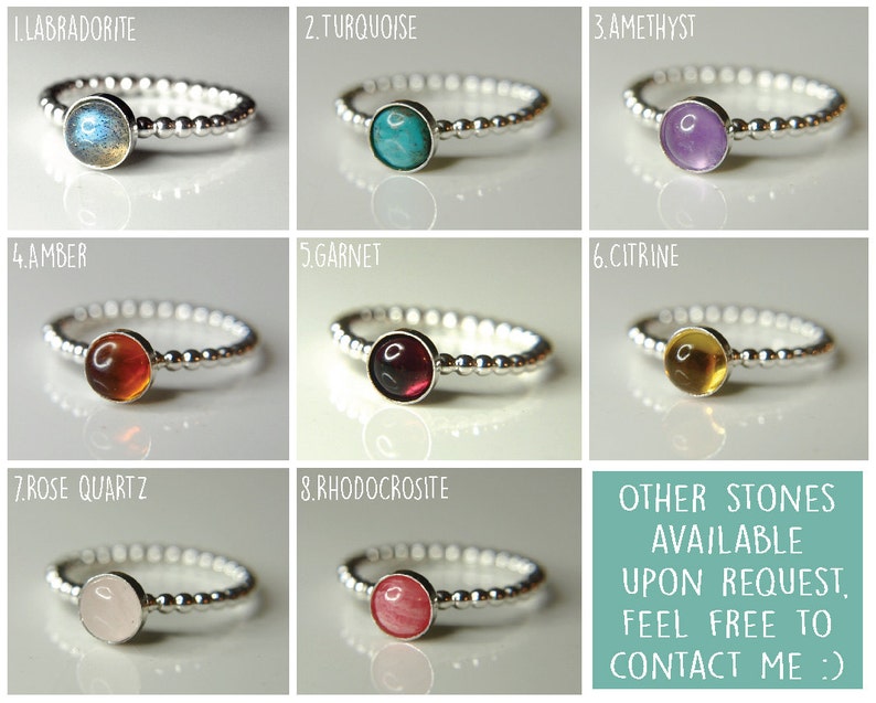 Dainty thin band with lovely gemstone beading wire ring available with many stones Amethyst dotted stacking ring