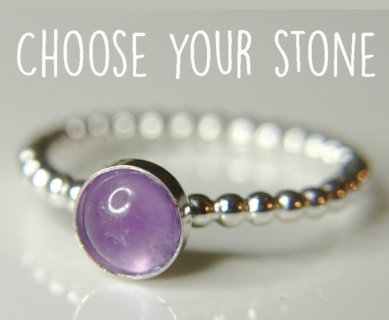 Dainty thin band with lovely gemstone beading wire ring available with many stones Amethyst dotted stacking ring