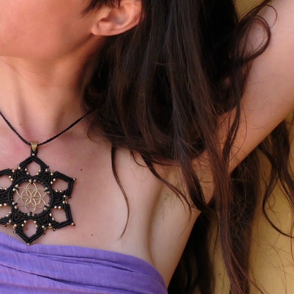 Seed of life crimped in this magic mandala macrame pendant made whit love!!