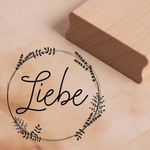 Motivstempel Liebe Vintage Stempel Blumenkranz 48 x 47 mm - Holzstempel Scrapbooking Embossing Stempeln Geschenk Hochzeit Heirat Verlobung