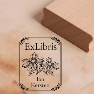 Francobollo Ex Libris Marguerite con nome - Cornice vintage - Francobollo motivo Ex Libris 38 x 48 mm - Ex Libris Idea regalo Libri Libro - Natura Estate
