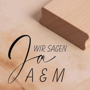 Motivstempel Hochzeit Wir sagen Ja + Initialen Stempel Hochzeitsstempel 48 x 40 mm - Holzstempel Scrapbooking Embossing Stempeln Basteln