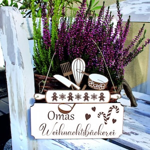 Sign Grandma's Christmas Bakery - Kitchen Door Sign Christmas Baking Vintage Decorative Sign - 20 x 18 cm - Gift Grandma Kitchen Sign Kitchen Decoration