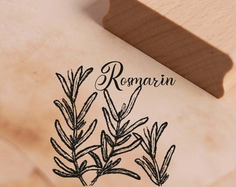 Motivstempel Rosmarin - Kräuter Küchenkräuter Stempel Holzstempel 48 x 48 mm - Scrapbooking Embossing Garten Küche Gartenkräuter Geschenk