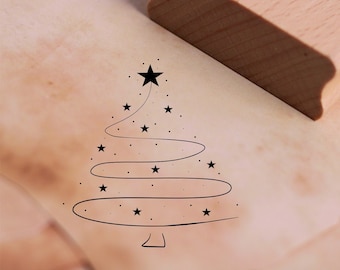 Stamp Christmas Tree Stars - Motif Stamp approx. 45 x 48 mm • Wood Stamp Scrapbooking Stamps • Christmas Nicholas Winter Advent Christmas Tree