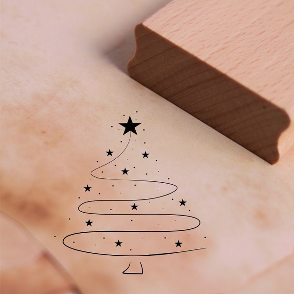 Stempel Tannenbaum Sterne - Motivstempel ca. 45 x 48 mm • Holzstempel Scrapbooking Stempeln • Weihnachten Nikolaus Winter Advent Christbaum