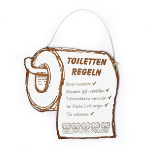 Znak zasady toalety • zabawny znak na drzwi papier toaletowy papier toaletowy toaleta dekoracja toalety • ok. 18,5 x 18,5 cm • prezent rodzinny