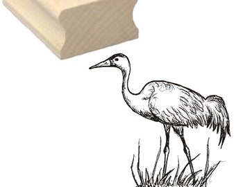 Stempel « KRANICH » Holzstempel Motivstempel Kinderstempel Tierstempel Scrapbooking Kindergarten Schule Vogel Herbst Naturschutz Natur Zoo