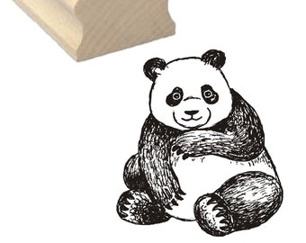 Stempel « niedlicher PANDA » Holzstempel Motivstempel Kinderstempel Scrapbooking Kindergarten Schule Pandabär Tierstempel Kinder Zoo China