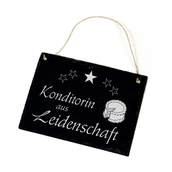 Schiefertafel Konditorin aus Leidenschaft • Torte Motiv • 22 x 16 • Schild Dekoschild Deko Wanddeko • Geschenk Konditorei Bäcker Mama Backen