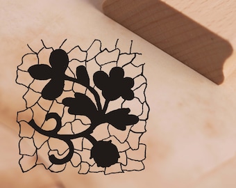 Timbre mosaïque fleur ornement • timbre de motif 38 x 38 mm • poinçonnage en bois scrapbooking embossing poinçonnage bricolage • nature floral vintage fleurs