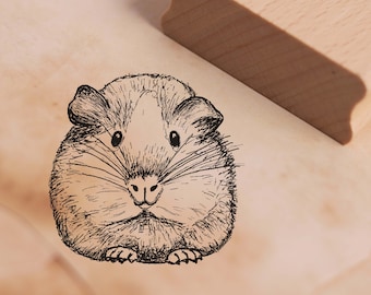 Stamp Guinea Pig Head - Motif Stamp Approx. 38 x 37 mm - Scrapbooking Wood Stamp Embossing - Guinea Pig Pet Pet Stamp Kids