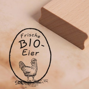 Stamp Fresh Organic Eggs • Chicken Motif Stamp • Approx. 28 x 38 mm • Wood Stamp Chicken Egg • Egg Carton Chicken Farmer Eco Chicken Farm Hen
