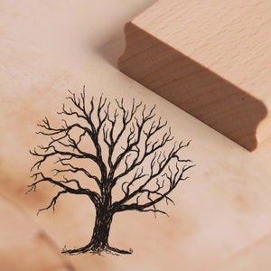 Stamp tree silhouette - motif stamp autumn winter nature - approx. 38 x 38 mm - scrapbooking stamping crafting wooden stamp - gift mom grandma
