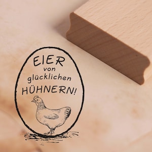 Stamp Eggs from Happy Chickens! • Hen Motif Stamp • Approx. 28 x 38 mm • Wooden Stamp Chicken Egg • Egg Carton Farmer Organic Store Farm Shop Eco