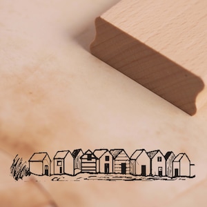 Sello Border Old Town Houses • Aprox. 98 x 18 mm • Sello de motivo de madera Scrapbooking • Papelería de tarjetas • Fisherman's Cottage House