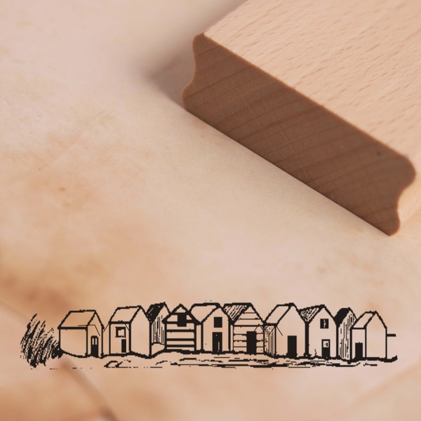 Stamp Border Old Town Houses • Approx. 98 x 18 mm • Wood Stamp Motif Stamp Scrapbooking • Cards Stationery • Fisherman's Cottage House