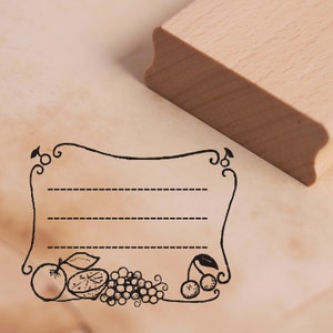 Stamp fruit label homemade jam - approx. 48 x 37 mm - wood stamp - gift granny mom jar label name canned